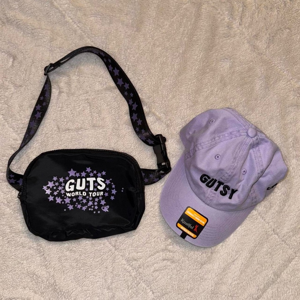 Olivia Rodrigo Guts Tour Vip hat and belt bag merch combo